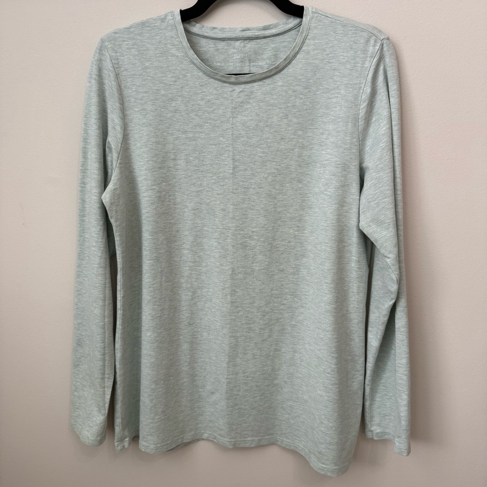 J. Jill PureJill Stretch Cotton Tee Casual Comfy Capsule Light Green Flaw M
